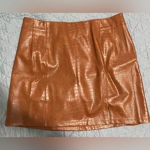 Faux Leather Brown Mini Skirt Plus Size 1X